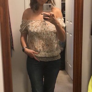 Off the shoulder floral blouse